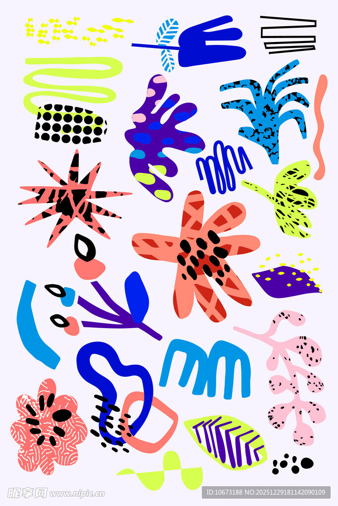 多彩手绘植物图案集合