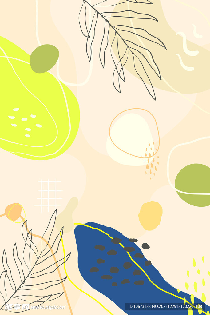 清新植物风抽象图案背景