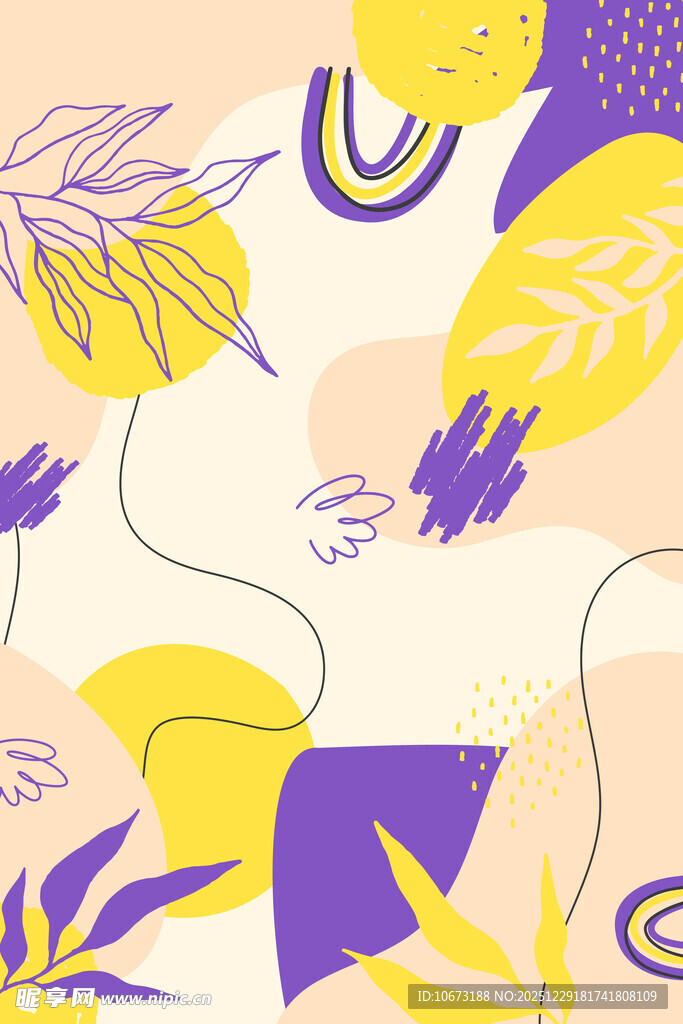 抽象几何植物图案背景