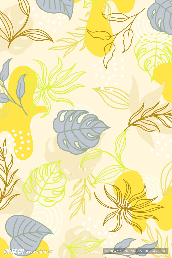 清新花卉植物图案背景