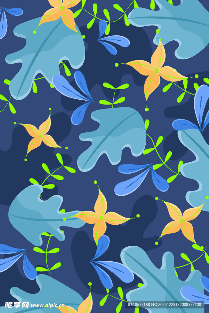 海洋风多彩海星海藻图案