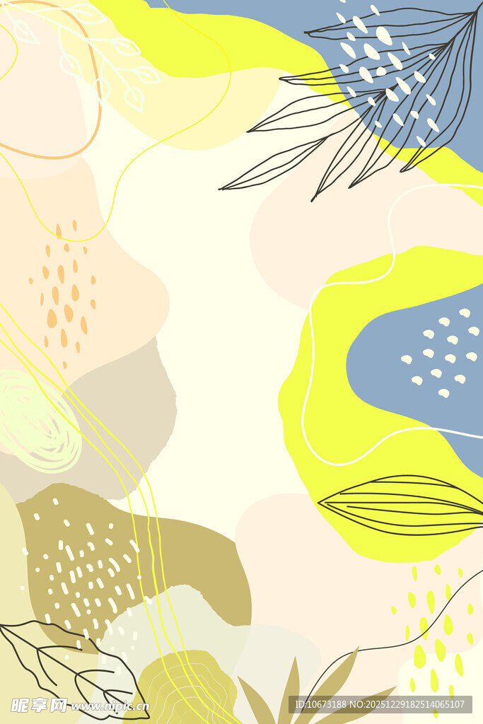 抽象植物元素多彩背景图