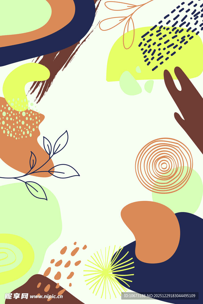 抽象手绘植物图案背景