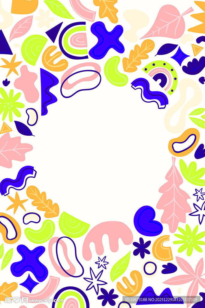 多彩卡通图案边框背景