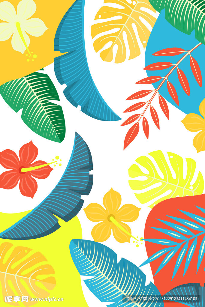 热带花卉植物图案背景