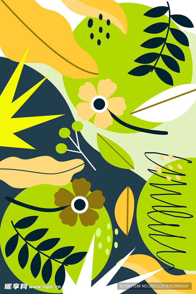 热带植物花卉插画图案