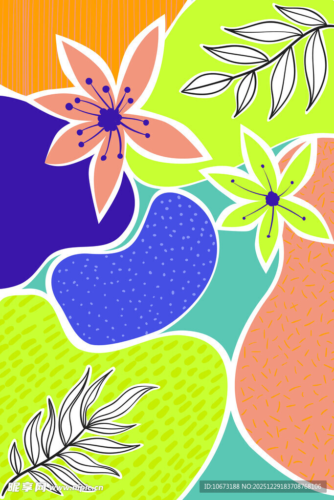 多彩花卉几何图案背景