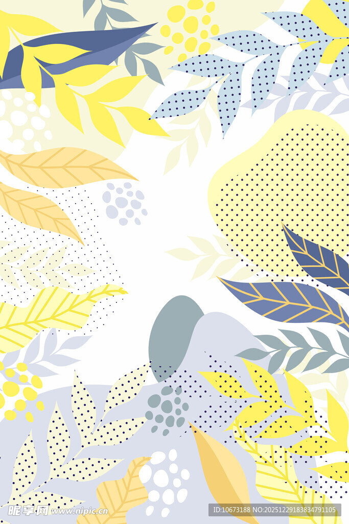 清新花卉植物图案背景