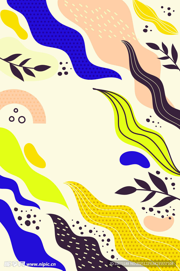 抽象几何植物图案背景