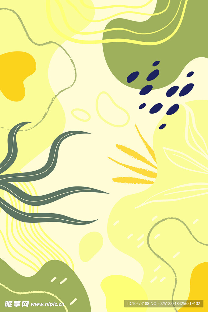清新黄绿抽象几何图案背景