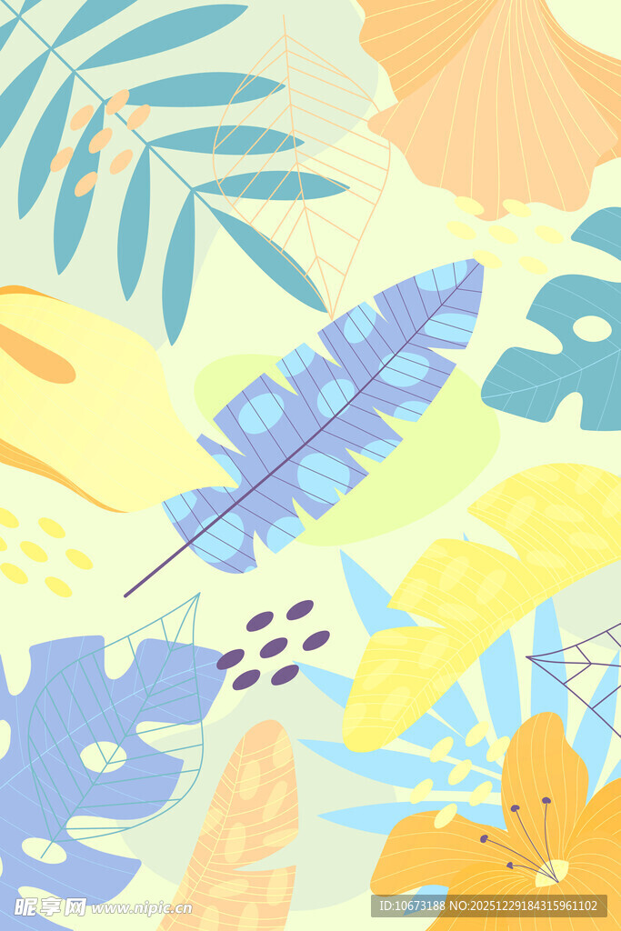 热带植物图案背景