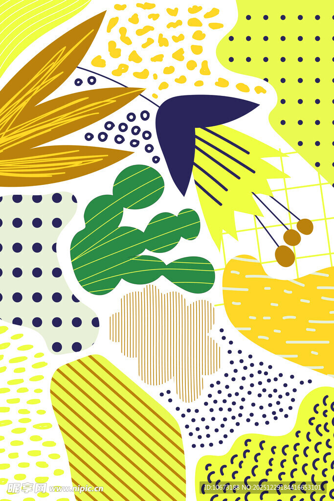 抽象几何植物图案设计