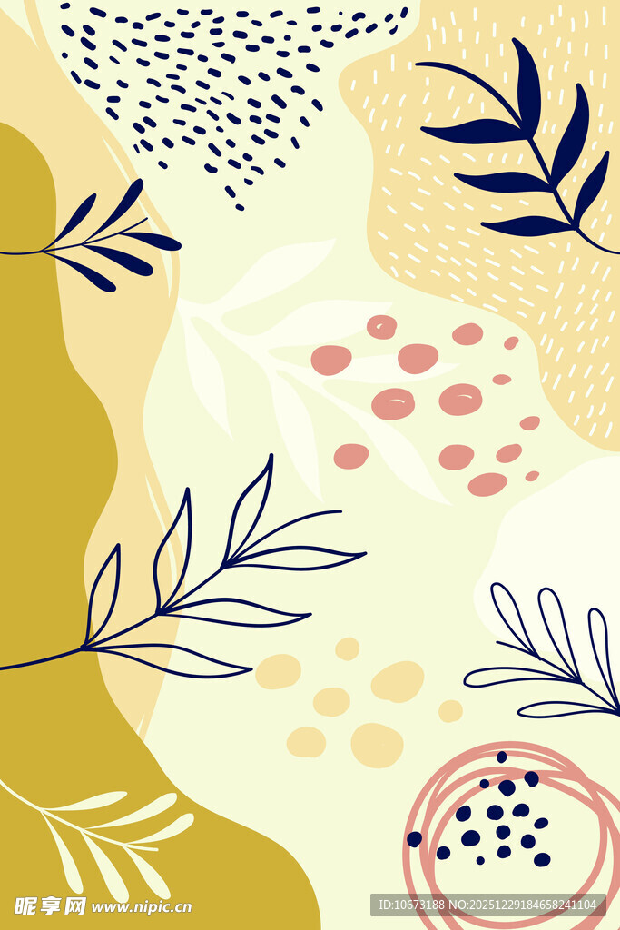 手绘植物花卉抽象图案