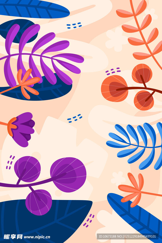 多彩植物插画图案