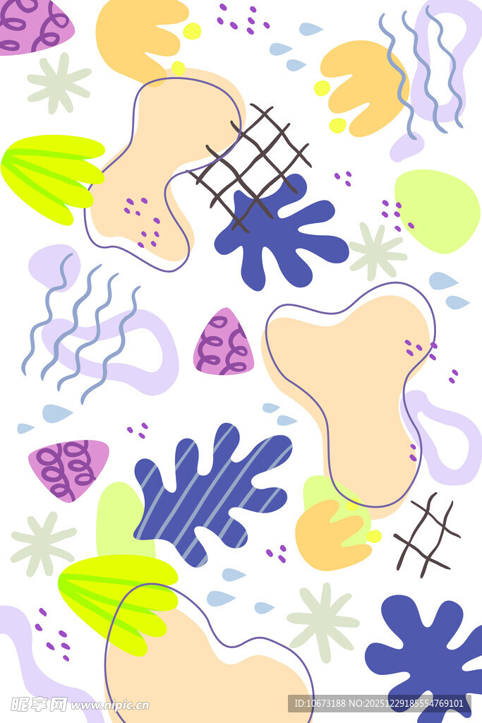 多彩抽象植物图案背景