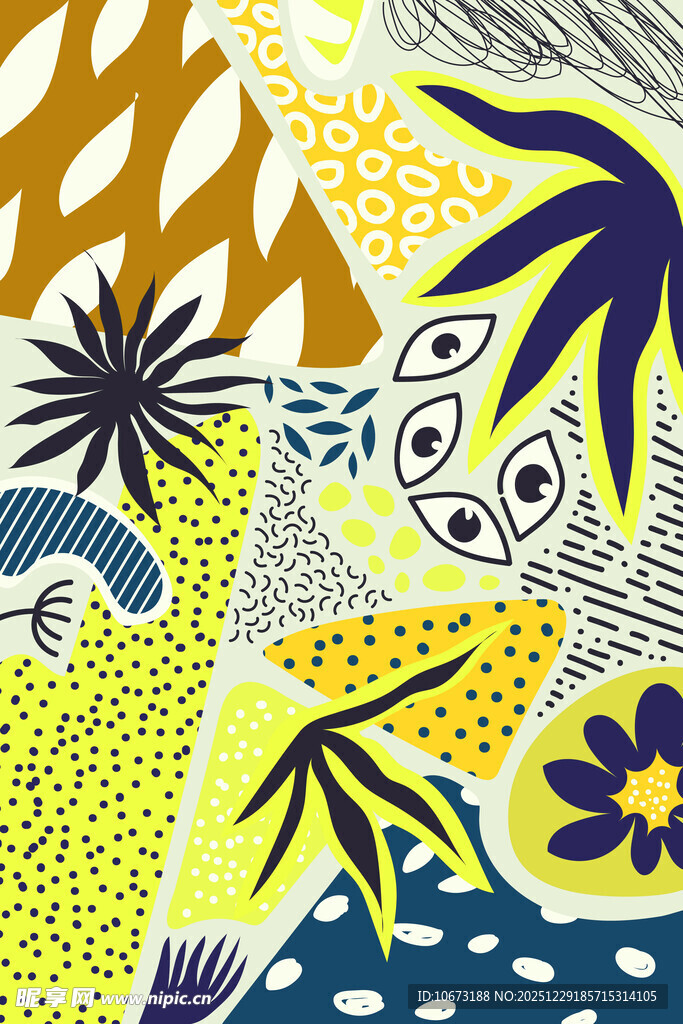 抽象多彩植物图案艺术画