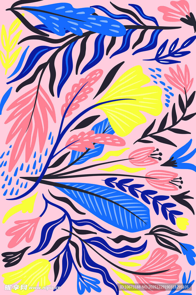 多彩抽象羽毛图案设计