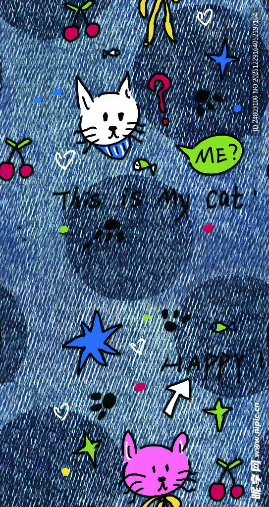 可爱猫咪星星图案背景