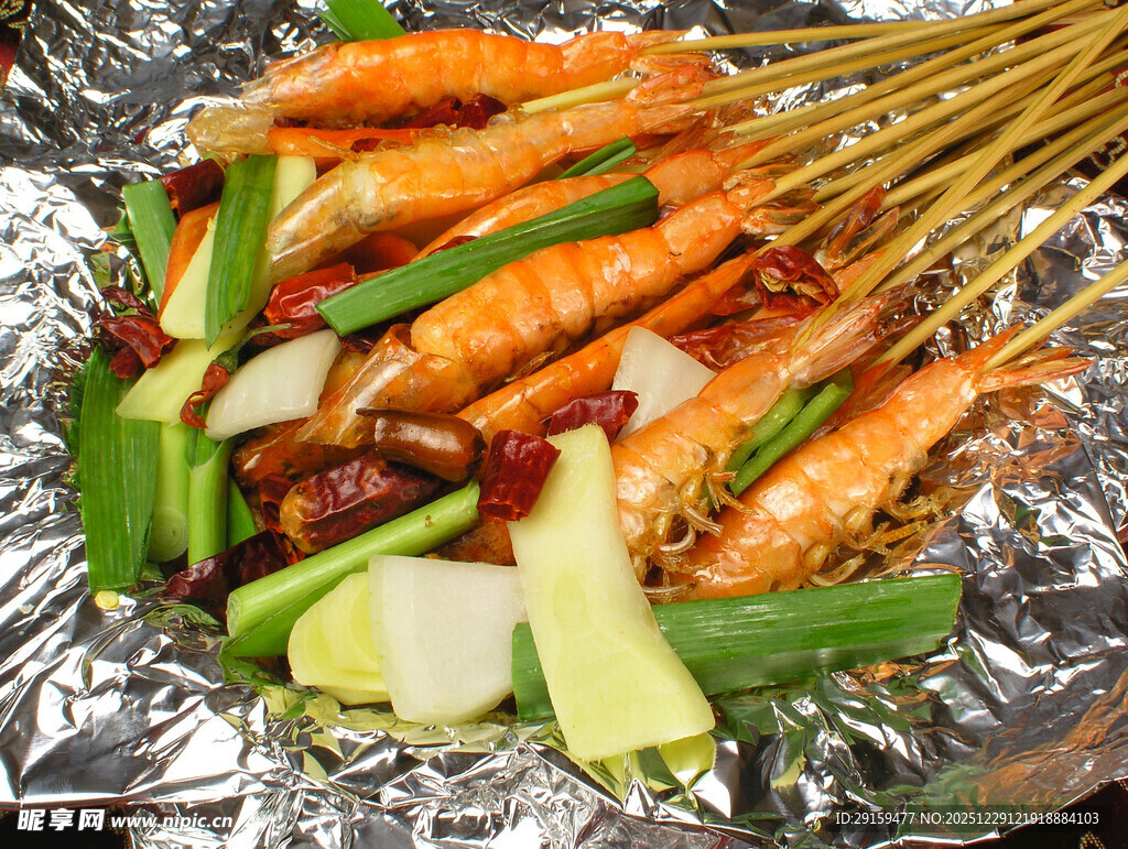 锡纸烤虾串