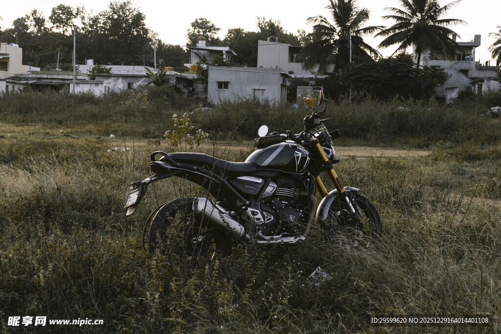 草地上的摩托车