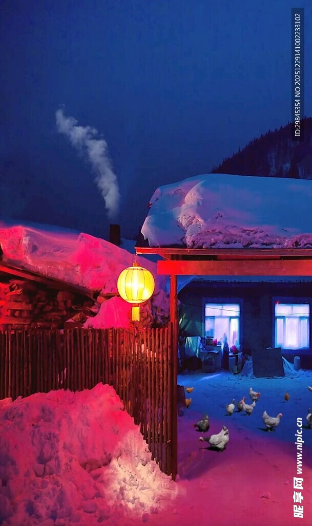 雪夜中的温馨小屋