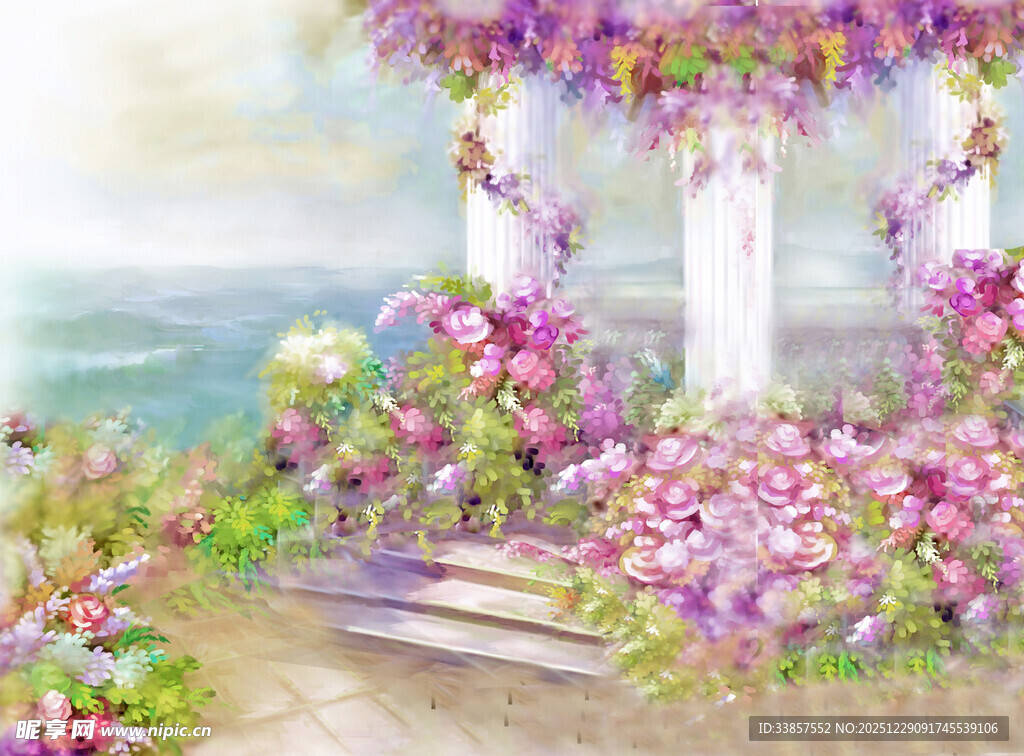 浪漫梦幻的花卉庭院景观