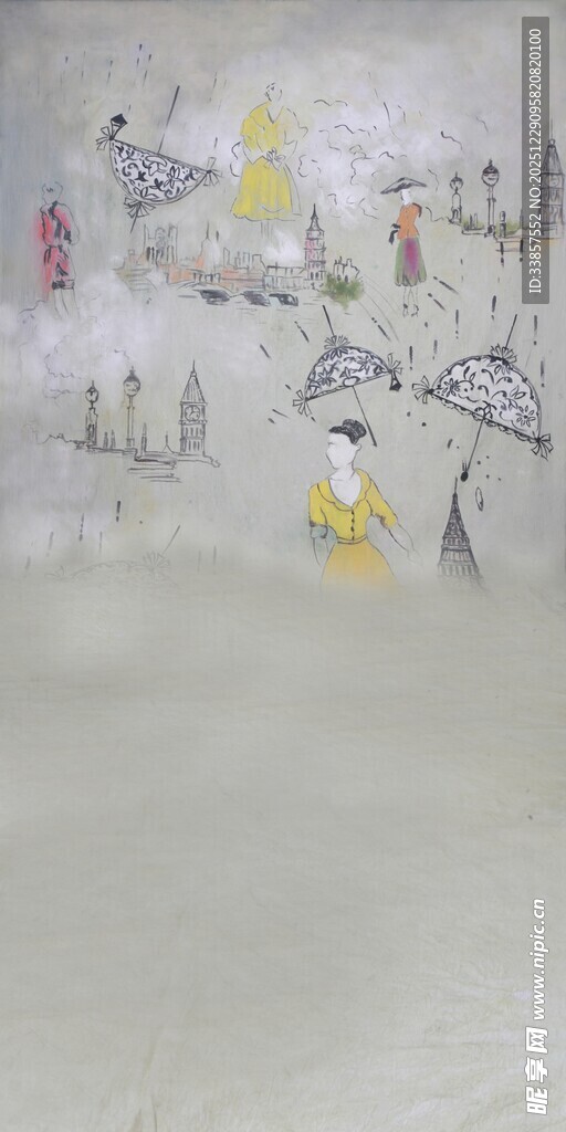 梦幻雪景中的多彩小物