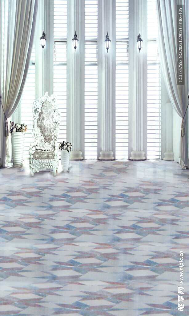 梦幻花纹室内地面装饰图