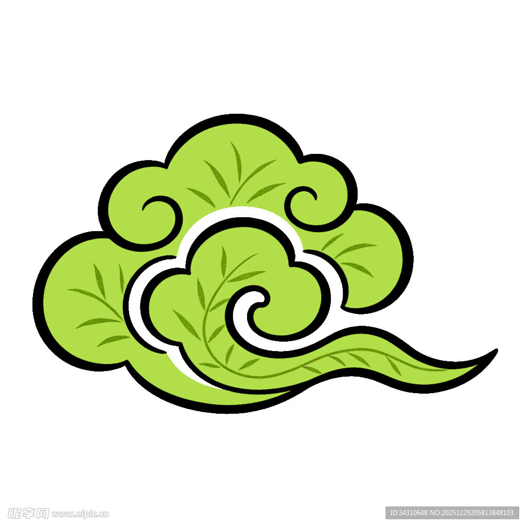 中式传统绿色祥云图案