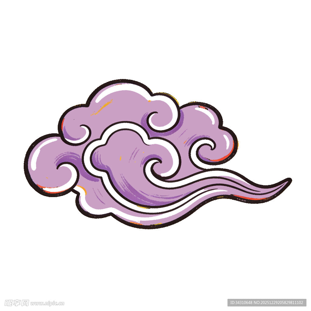 中式紫色祥云图案