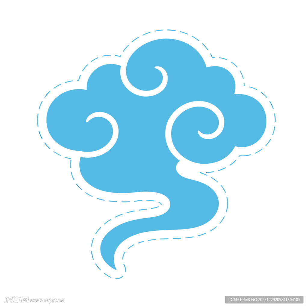 蓝色祥云图案设计元素