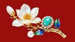 玉兰花宝石金质精美胸针