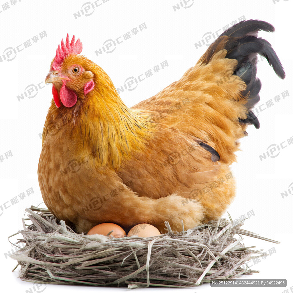 一只金色的母鸡 卧在窝里下蛋