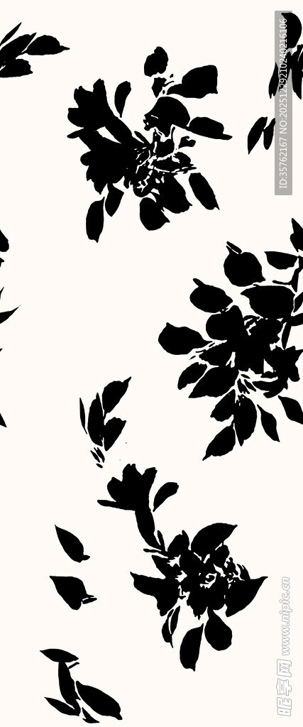 黑色花卉剪影图案