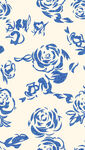 蓝白玫瑰花纹图案