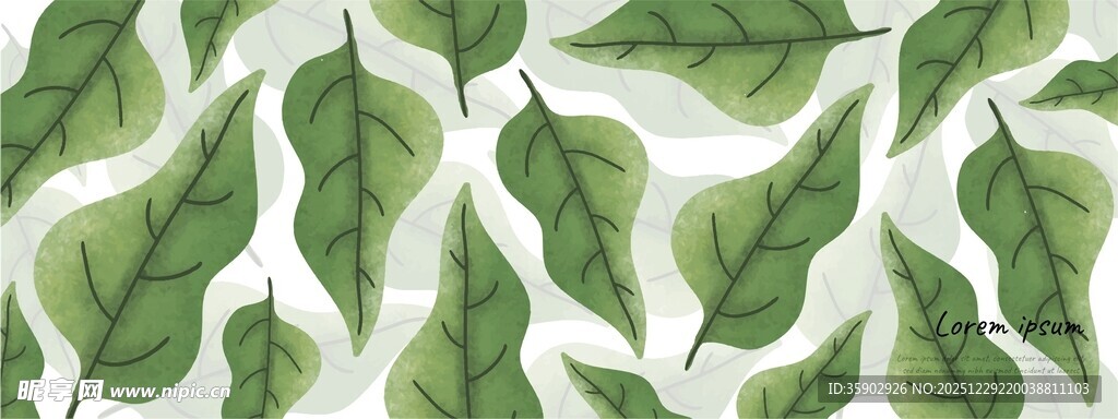 绿叶水彩图案纹理背景