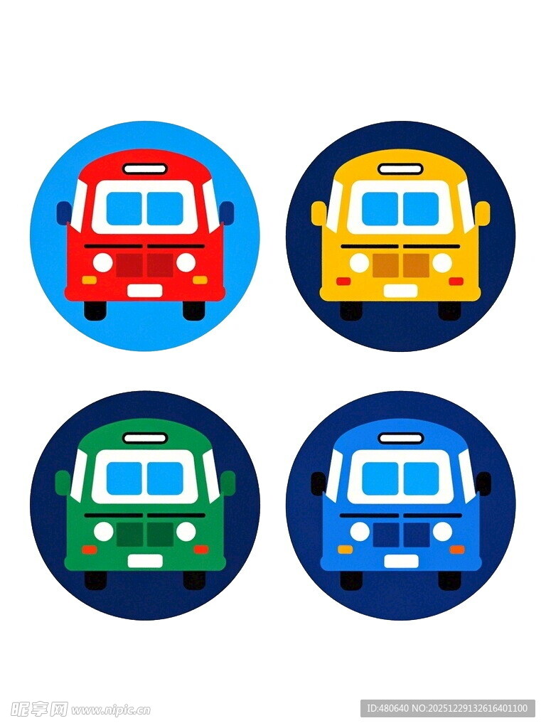 多彩卡通汽车图标集合