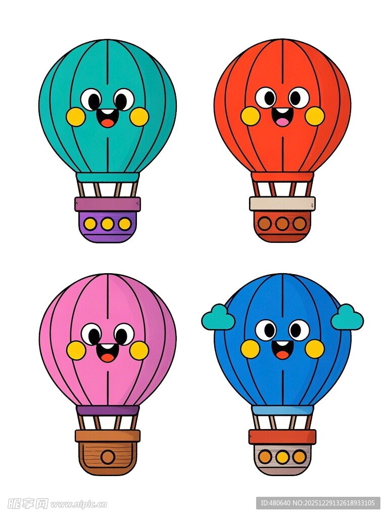 可爱卡通热气球四件套