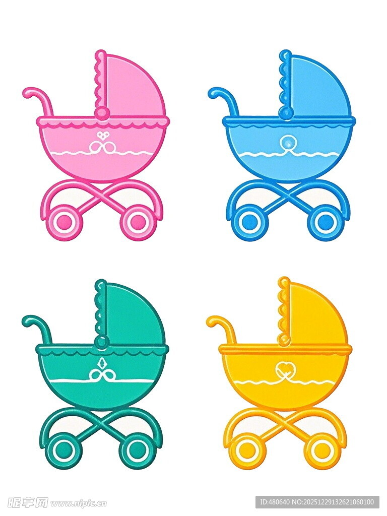 多彩婴儿推车图案设计
