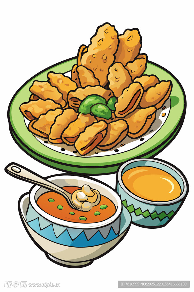 美味炸鸡配特色蘸酱