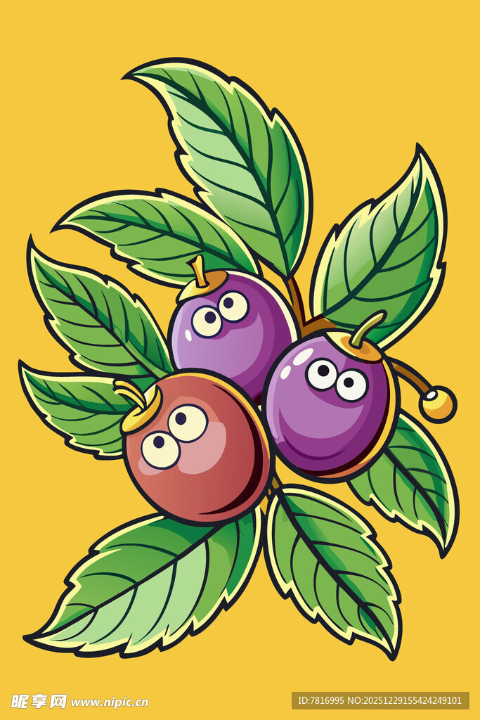 可爱卡通水果插画