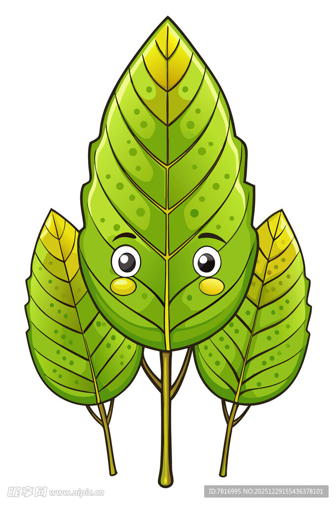 可爱拟人化绿叶植物