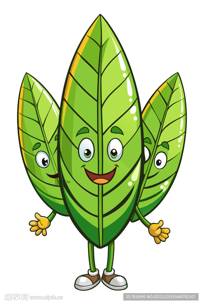 可爱绿叶卡通形象