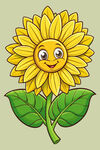 可爱笑脸向日葵插画