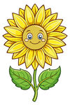 可爱笑脸向日葵插画