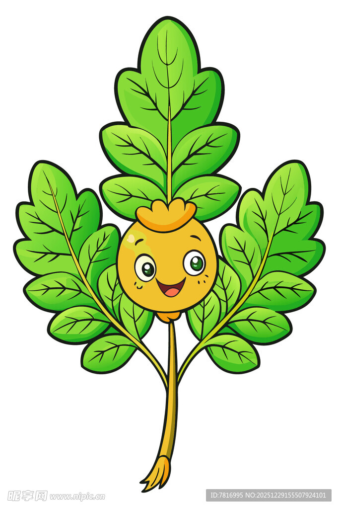 可爱拟人萝卜树插画