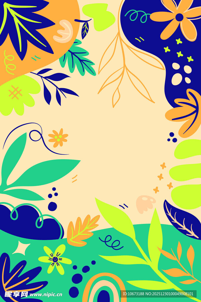 多彩花卉植物边框图案