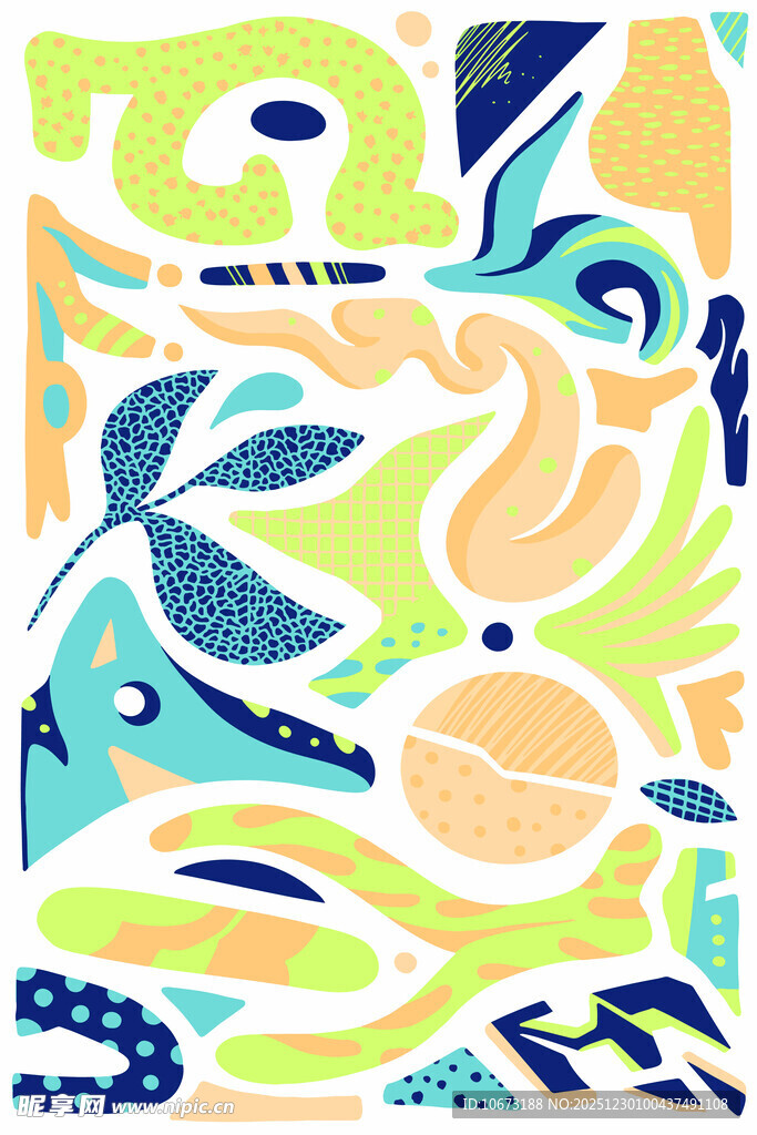 抽象多彩植物图案设计