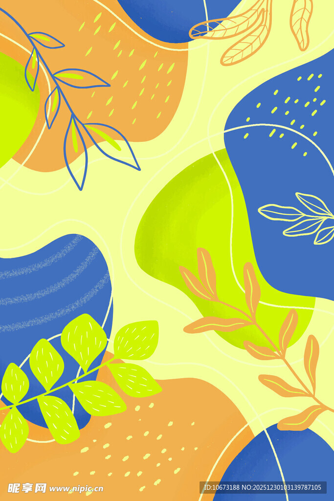 清新几何风水果植物图案