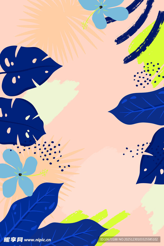 热带花卉叶子图案背景